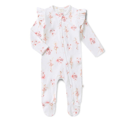 Snuggle Hunny - Ballerina Organic Snuggle Sleepsuit Zip Footie with Frill