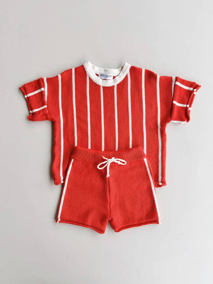 FRECKLES the label - Pre-Order Retro Stripe Knit SET | Winterberry