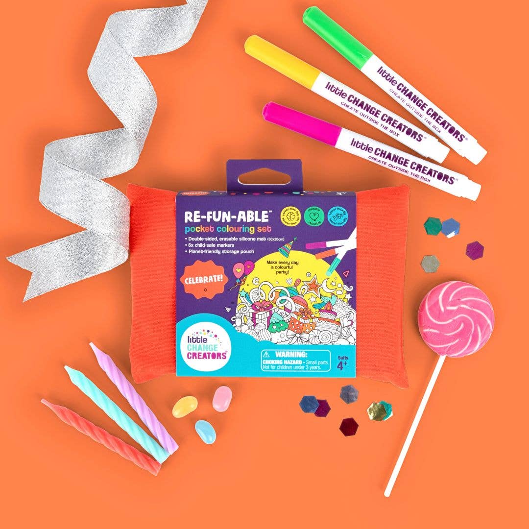 Little Change Creators - CELEBRATE! Reusable Colouring Set | Kids Birthday Gifts