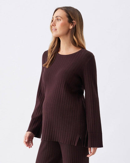 Ripe Maternity - Dallas Rib Knit Nursing Top Cocoa