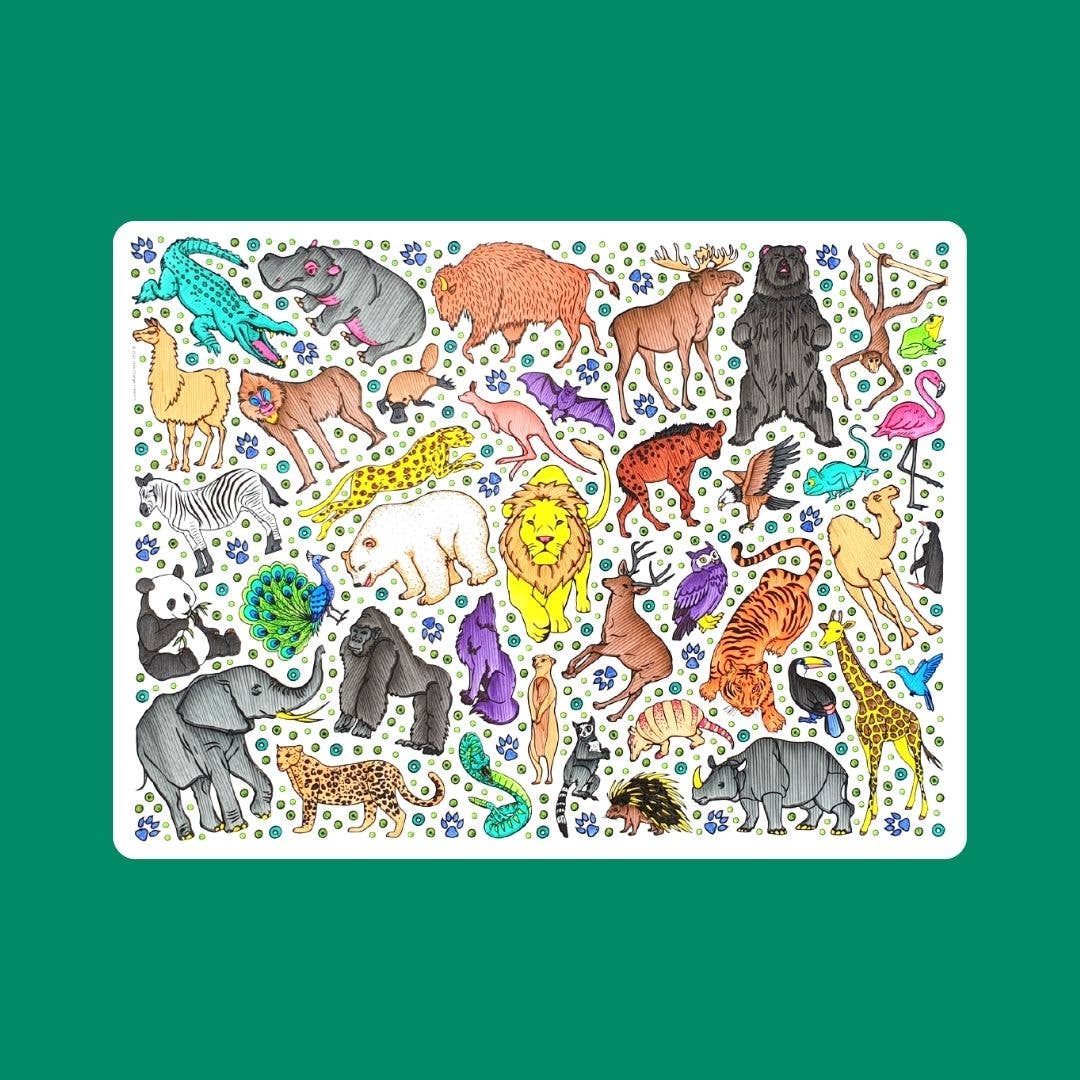 Little Change Creators - SAFARI | Washable Animal Colouring Activity Mat