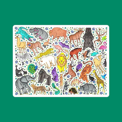 Little Change Creators - SAFARI | Washable Animal Colouring Activity Mat