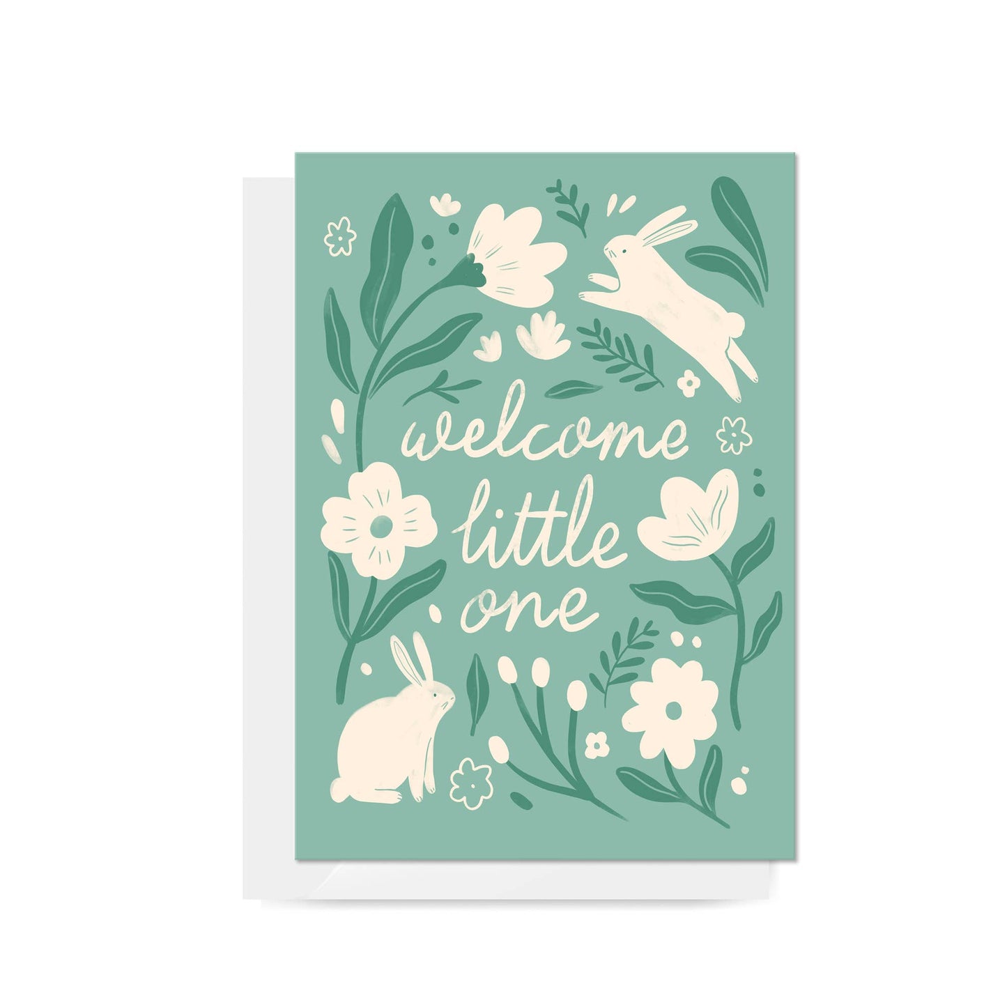 Carla Ellis Creative - Bunny & Flowers "Welcome Little One" Greeting Card