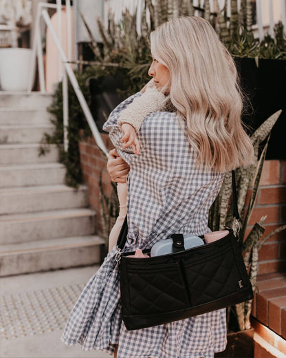 OiOi - Signature Pram Caddy - Black Diamond Quilt
