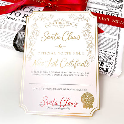 Black Bow Studio - Santa's Nice List Certificate - Gold White