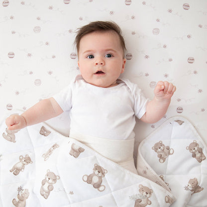Living Textiles - Reversible Organic Jersey Cot Comforter - Cuddly Bear