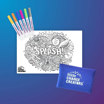 Little Change Creators - SPLASH! Pocket Reusable Colouring Set | Sealife Travel Toy