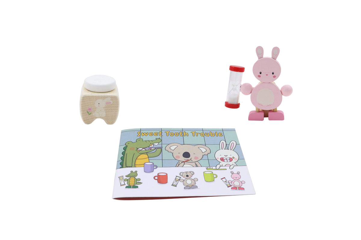 ToysLink - Wooden Happy Teeth Duo with Story Book-Bunny