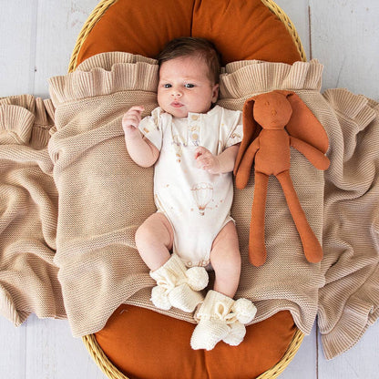 Snuggle Hunny - Cream Organic Cotton Knit Booties