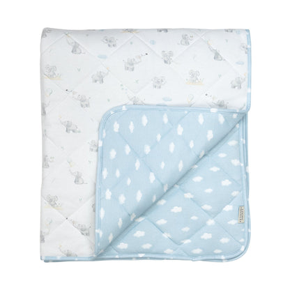 Living Textiles - Reversible Quilted Cot Comforter - Elephant Playtime