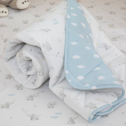 Living Textiles - Reversible Quilted Cot Comforter - Elephant Playtime