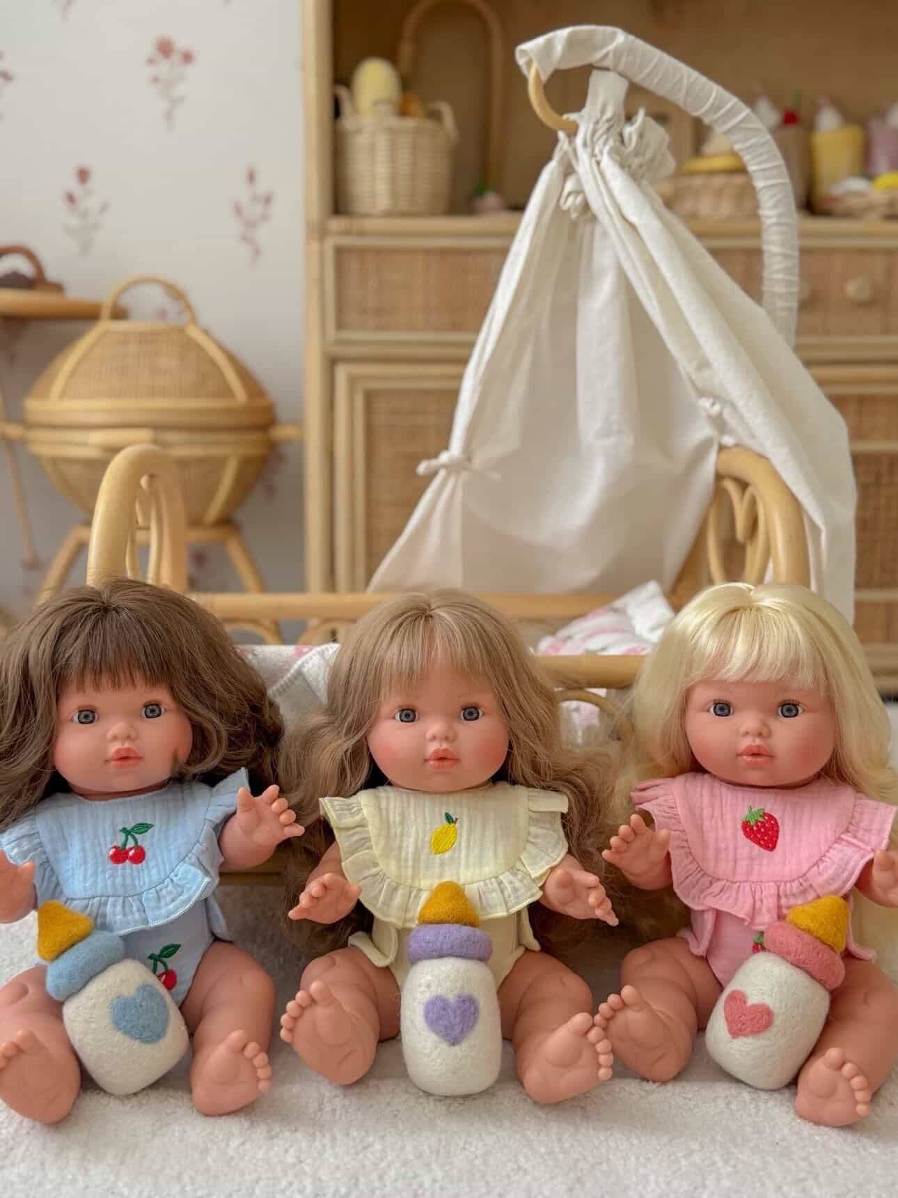 SALLI COLLECTIVE - 🍋 Lemon Frilled Bib & Diaper Doll Set