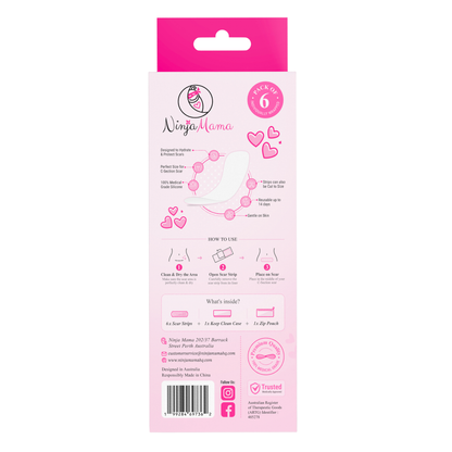 Ninja Mama - Transparent C-Section Silicone Scar Strips - Pack of 6
