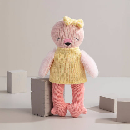 Living Textiles - Knitted Animal Toy- Freya the Flamingo