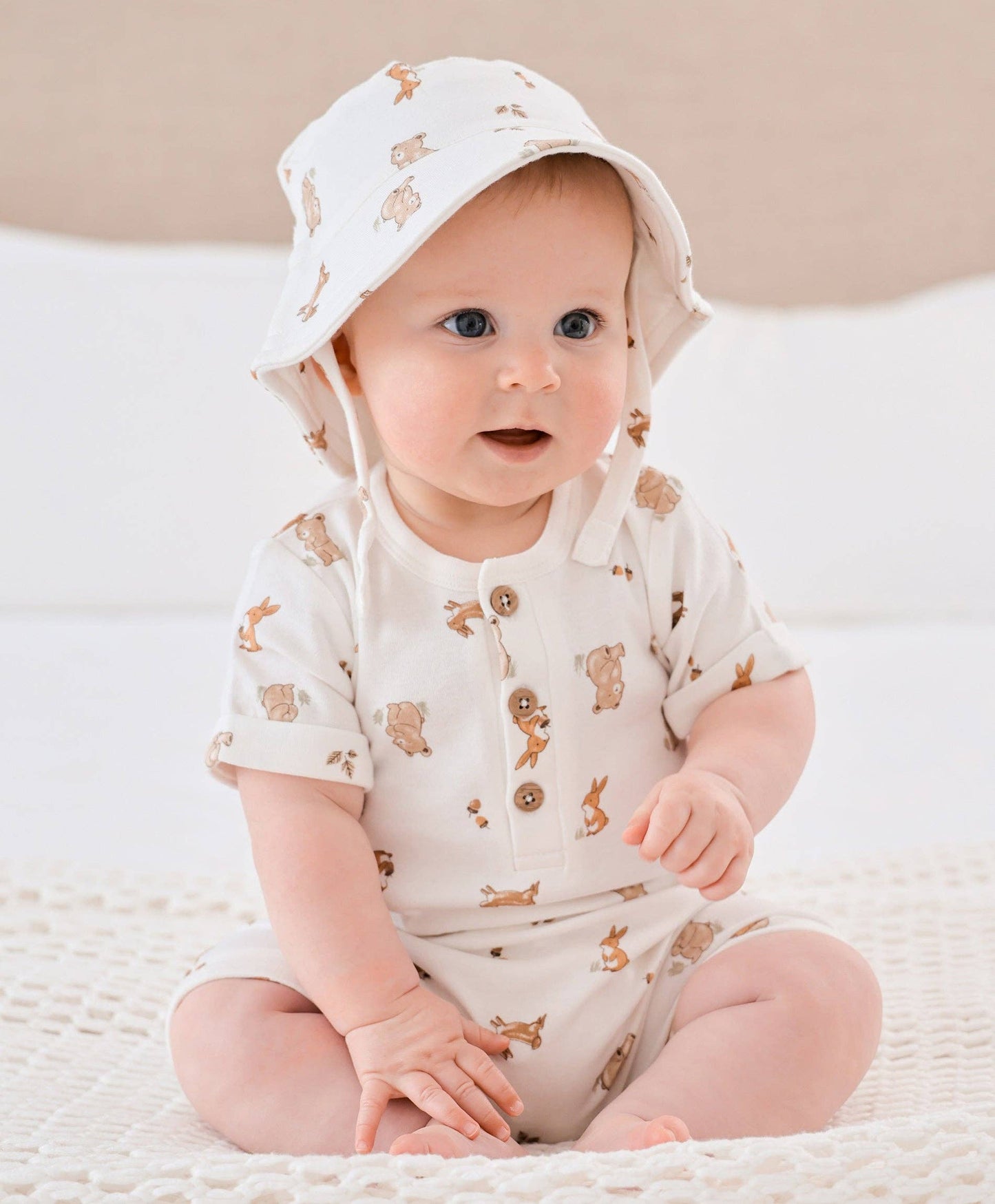 Lūmmi in Colour Babywear - Organic Cotton Romper - Bear & Bunny