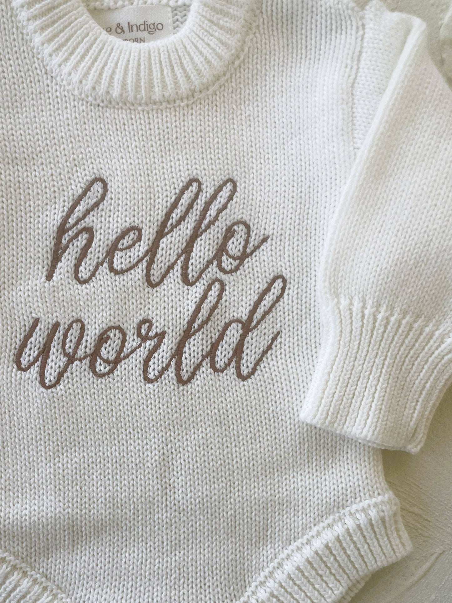 Elke & Indigo - Hello World L/S Romper - White/Mocha