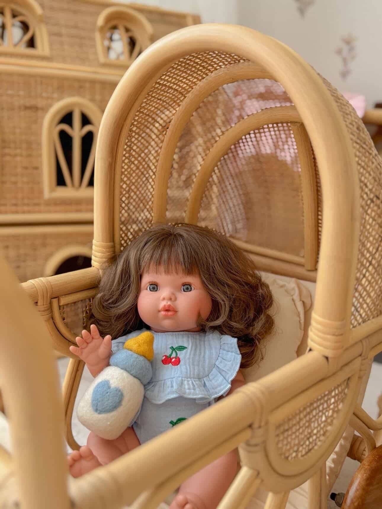 SALLI COLLECTIVE - Cherry Frilled Bib & Diaper Doll Set 🍒