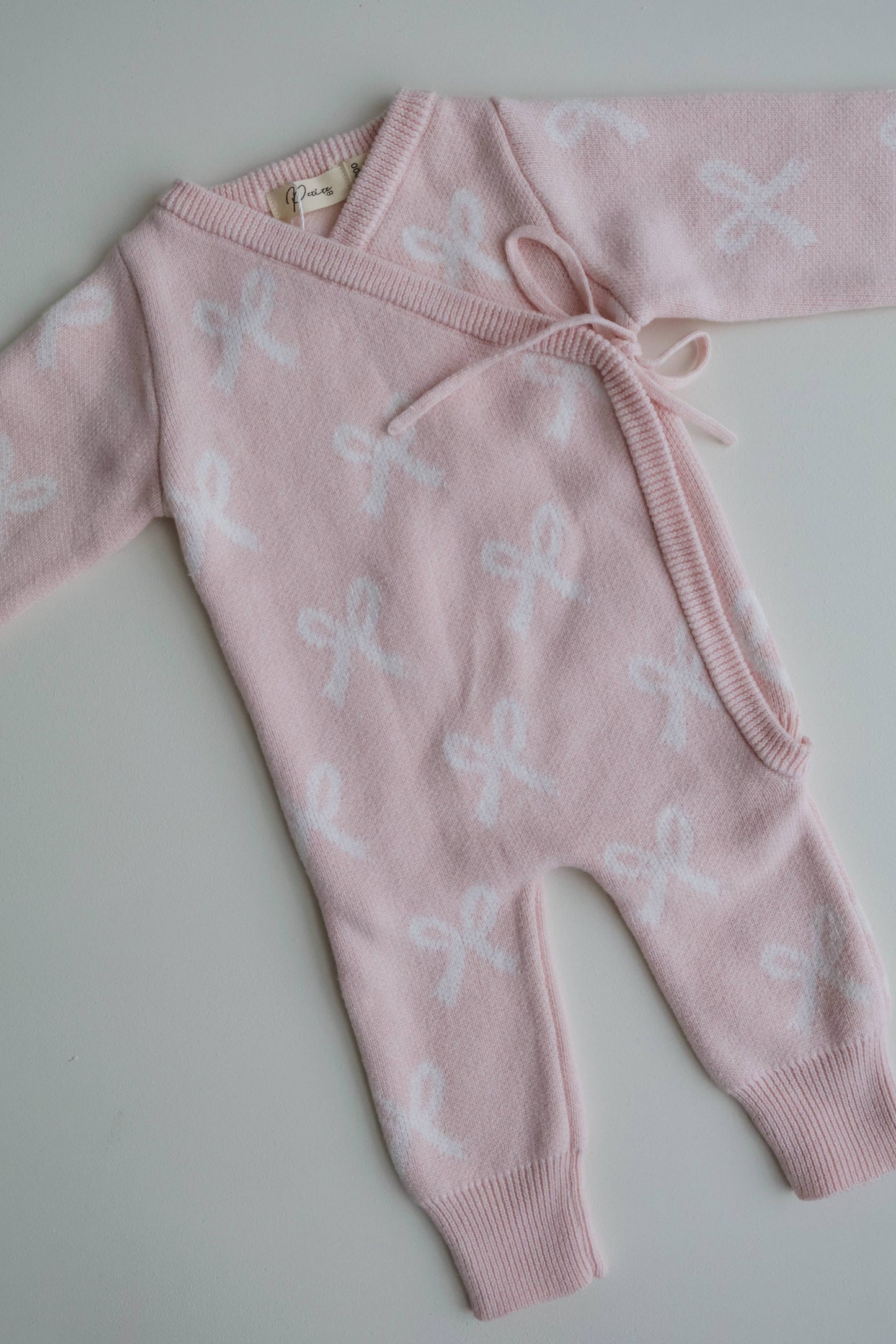Petite + Co - Kimono Bow Romper - Baby Pink