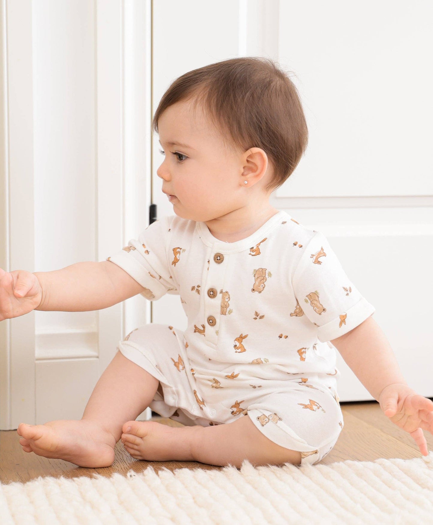 Lūmmi in Colour Babywear - Organic Cotton Romper - Bear & Bunny