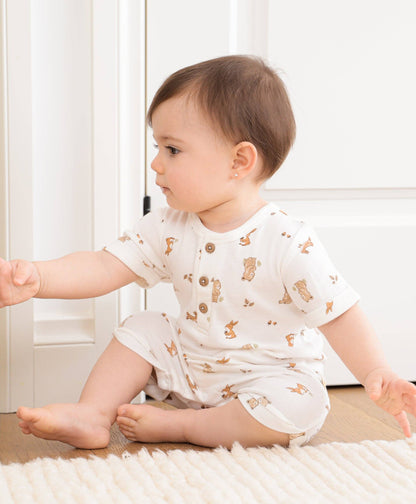 Lūmmi in Colour Babywear - Organic Cotton Romper - Bear & Bunny