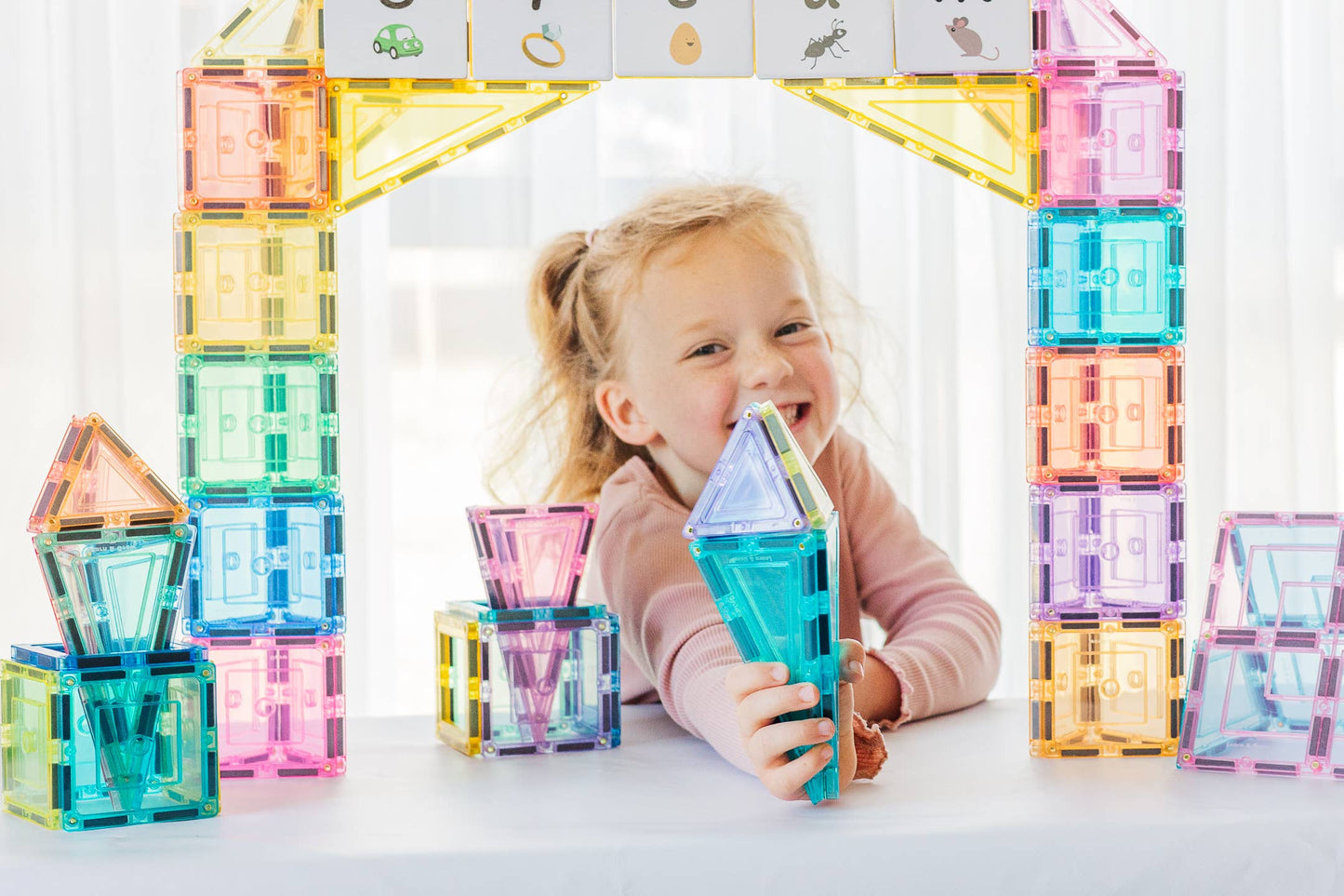 Learn and Grow Toys - Learn & Grow Magnetic Tiles - Pastel Builders Pack (112 Pc)