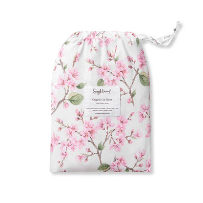 Snuggle Hunny - Cherry Blossom Organic Fitted Cot Sheet