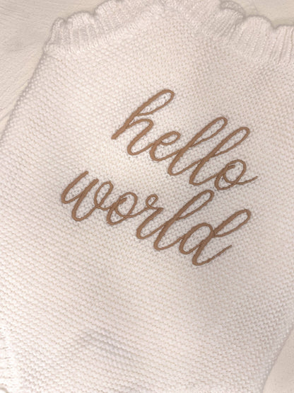 Elke & Indigo - Hello World Scallop Romper - White/Mocha