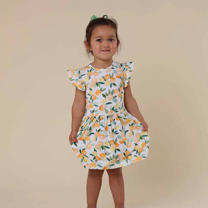 Snuggle Hunny - Citrus Squeeze Short Sleeve Organic Dress