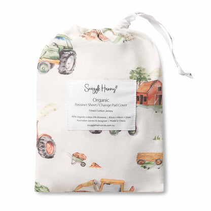 Snuggle Hunny Diggers & Tractors Organic Bassinet Sheet / Change Pad Cover