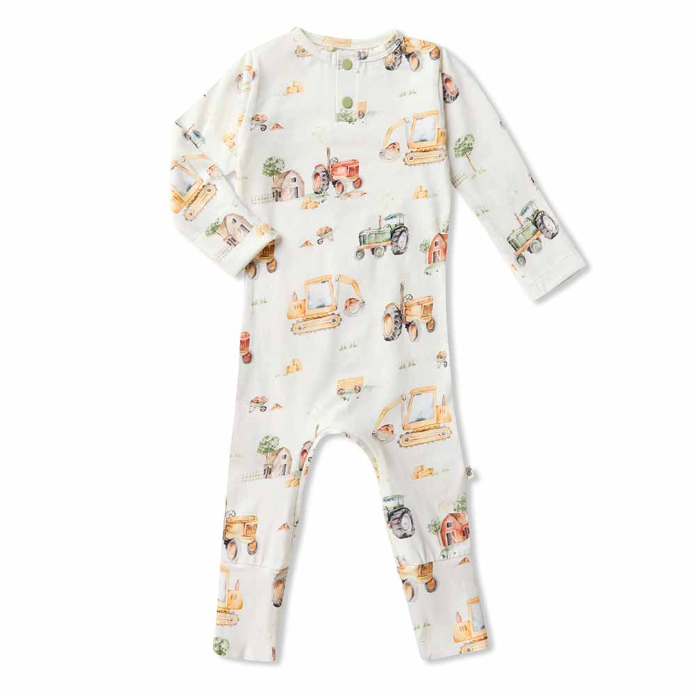 Snuggle Hunny Diggers & Tractors Organic Growsuit