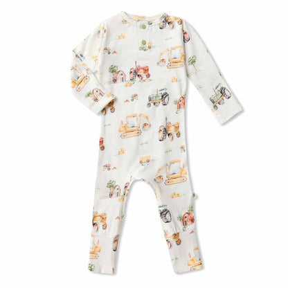 Snuggle Hunny Diggers & Tractors Organic Growsuit