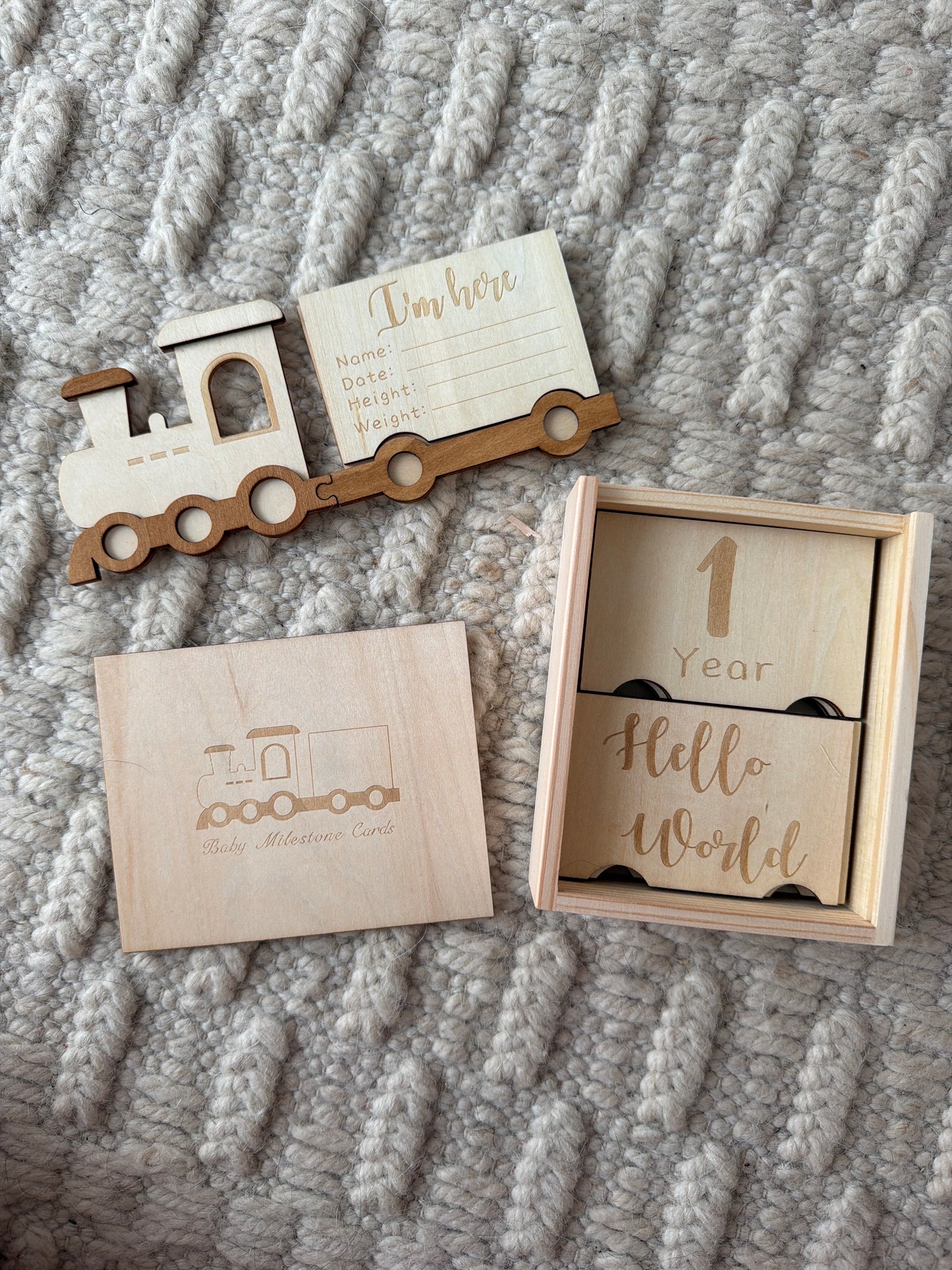 Train Wooden Baby Milestone Cards