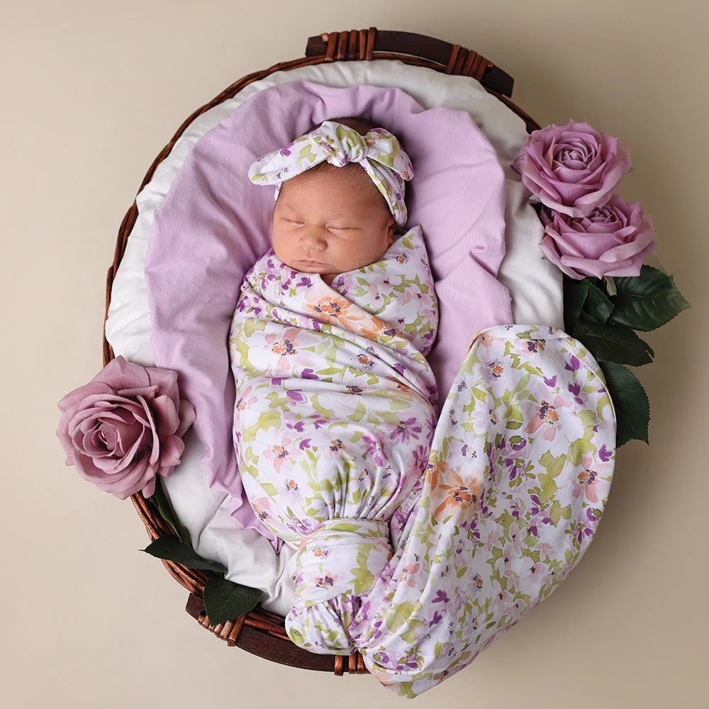 Snuggle Hunny - Isla Organic Jersey Wrap & Topknot Set