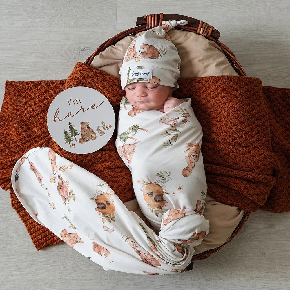 Snuggle Hunny - Bears Jersey Wrap & Beanie Set