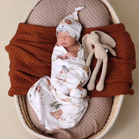 Snuggle Hunny - Bears Jersey Wrap & Beanie Set