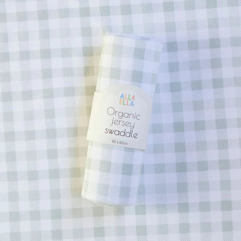 All4Ella - Jersey Swaddle - Gingham Sage