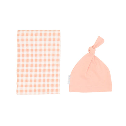 Jersey Swaddle & Beanie Set Strawberry Gingham - All 4 Ella