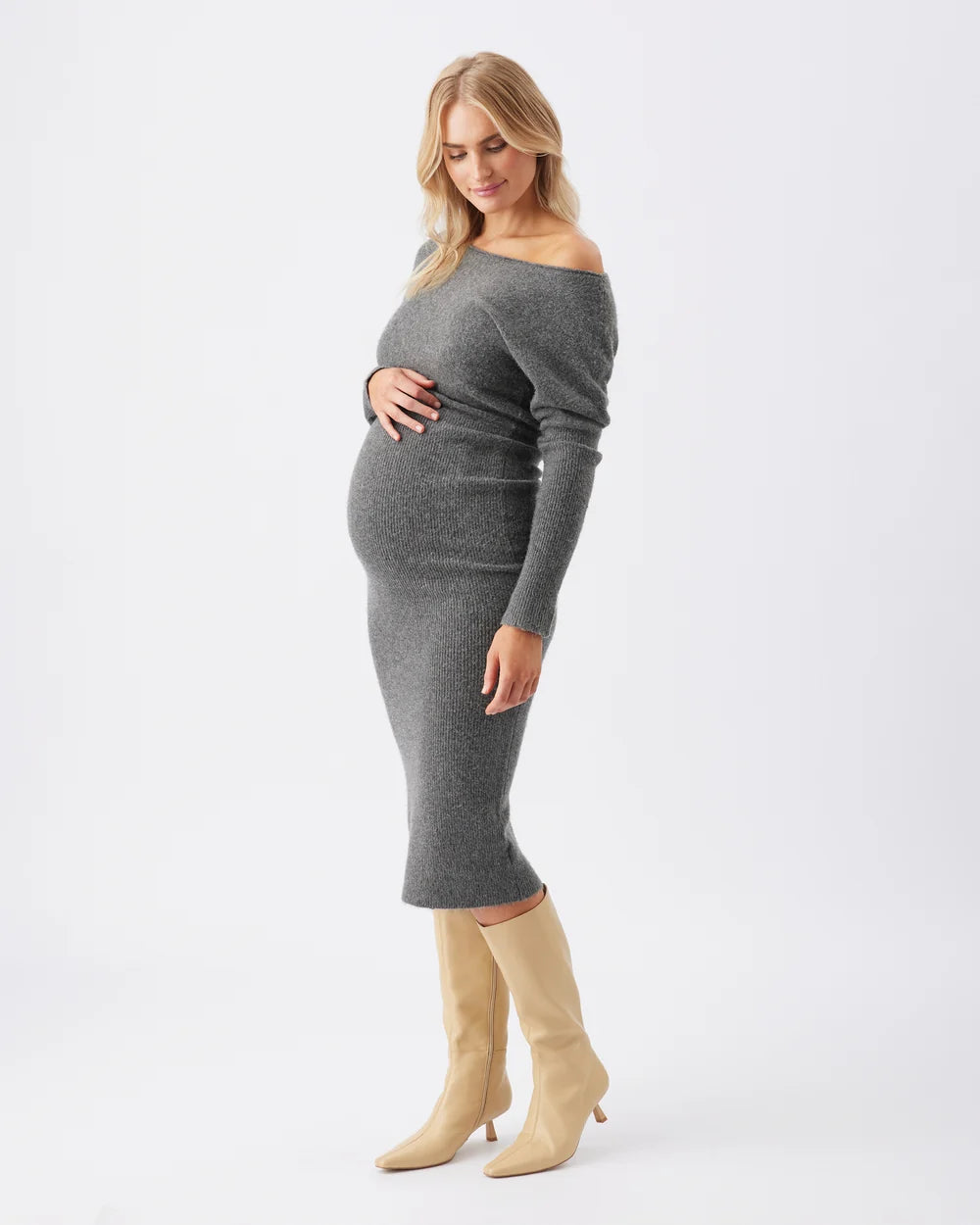 Ripe Maternity - Tobie Off Shoulder Knit Dress