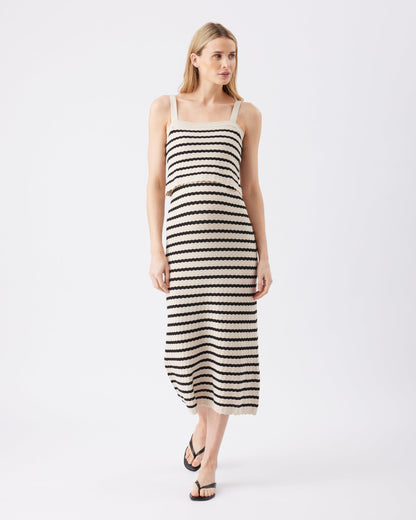 Ripe Maternity Pointelle Knit Nursing Dress in Natural and Black
