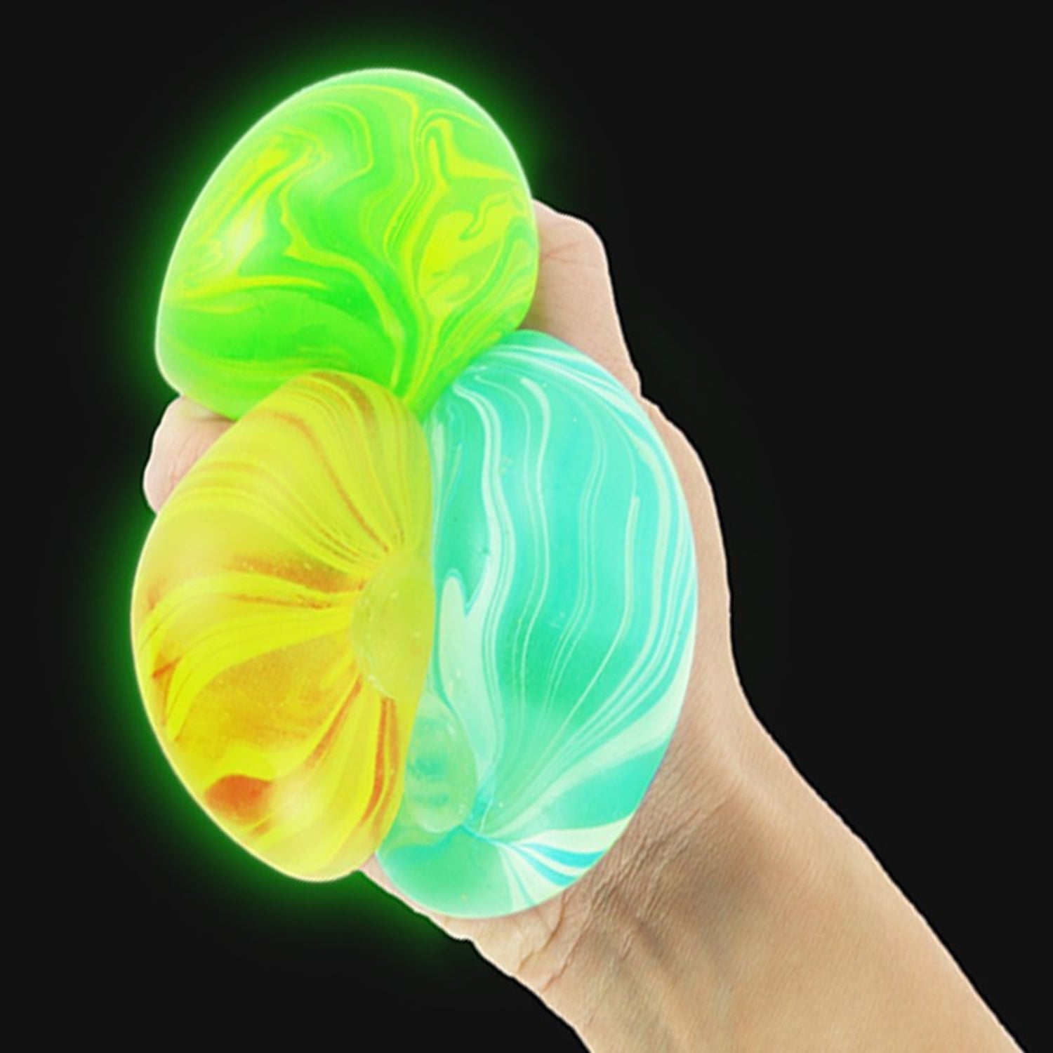Keycraft Glow in the Dark Super Squidge Ball - glowing