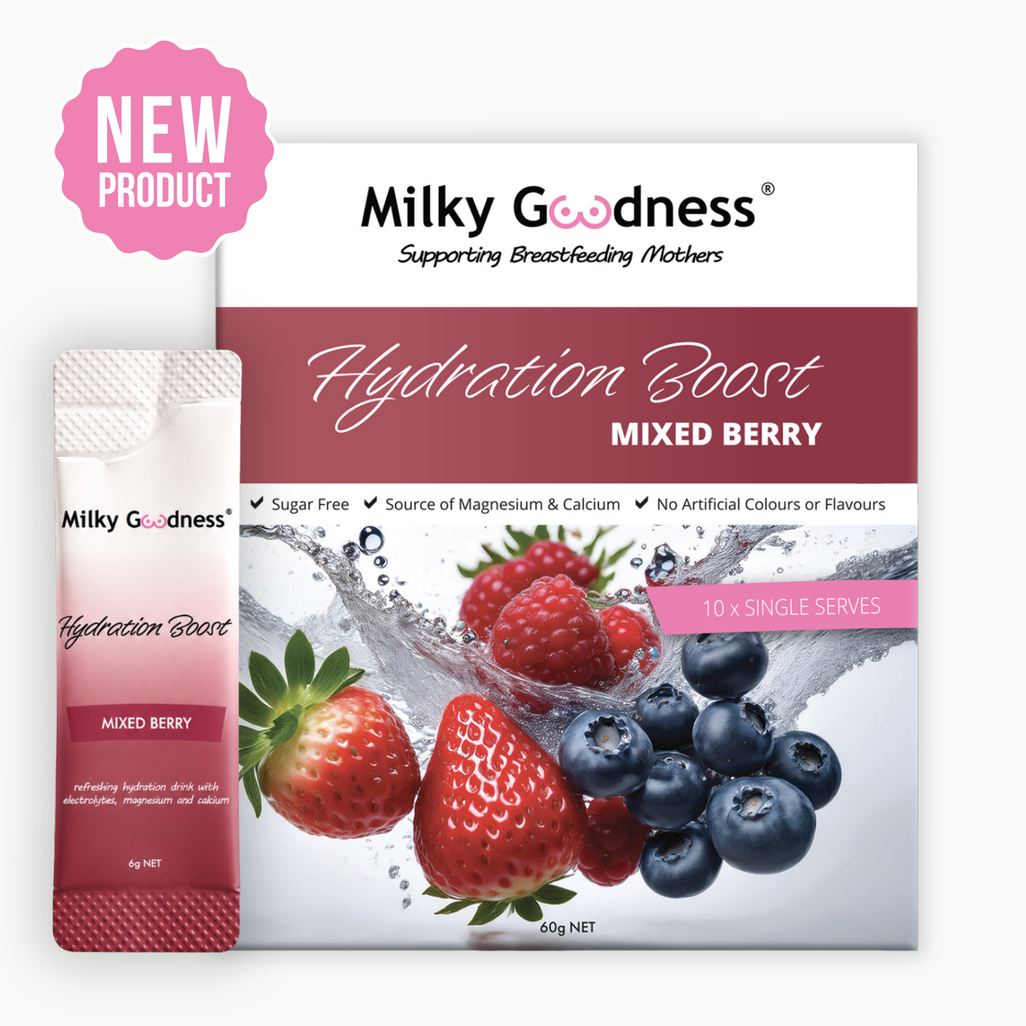 Milky Goodness Hydration Boost | 10 Single Serves | Mixed Berry