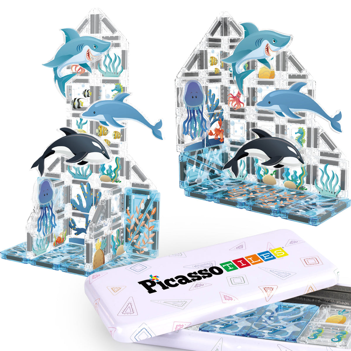 PicassoTiles Nano Tiles Tin Aquarium 40pc