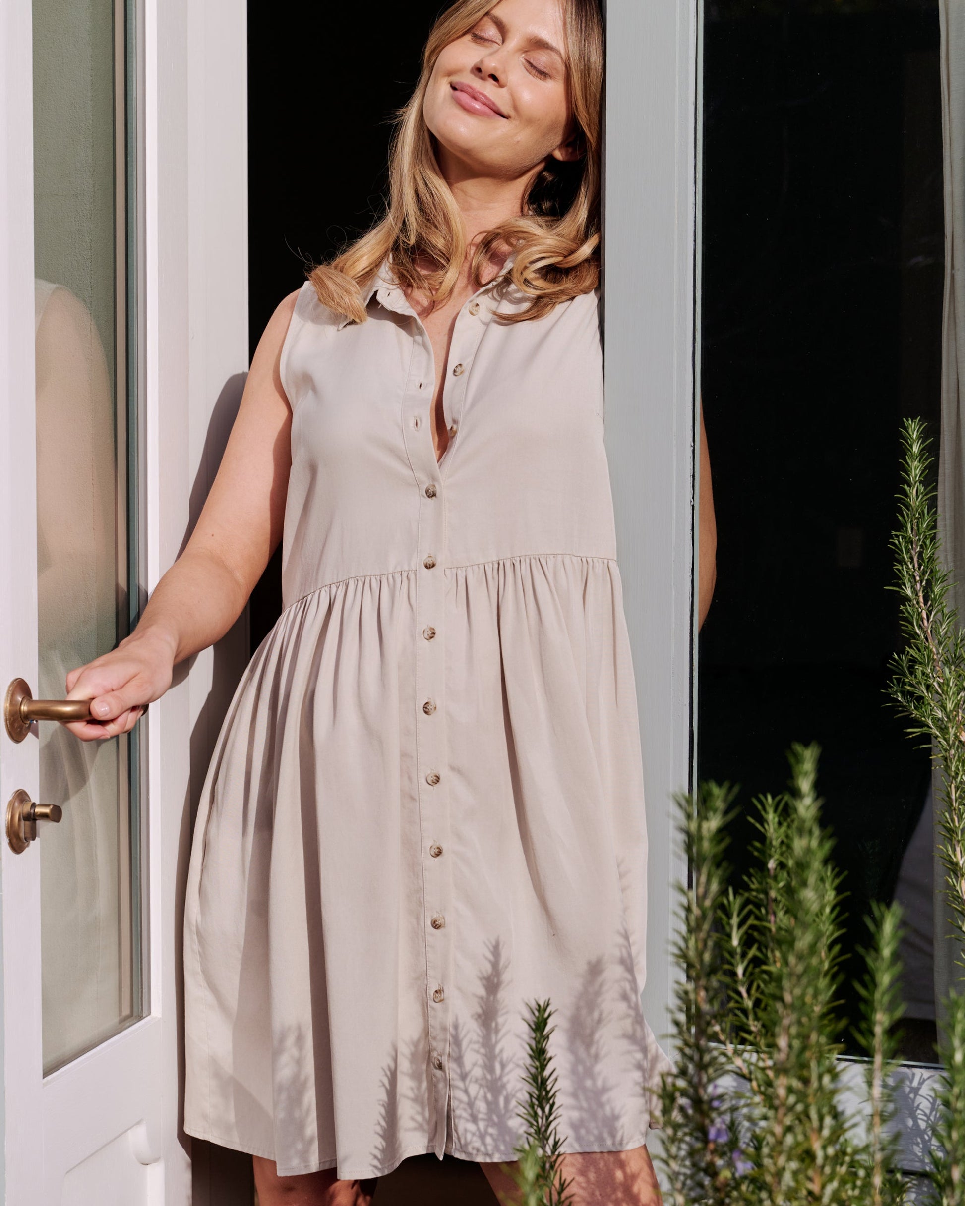 Ripe Maternity Chloe Tencel Dress in Sand