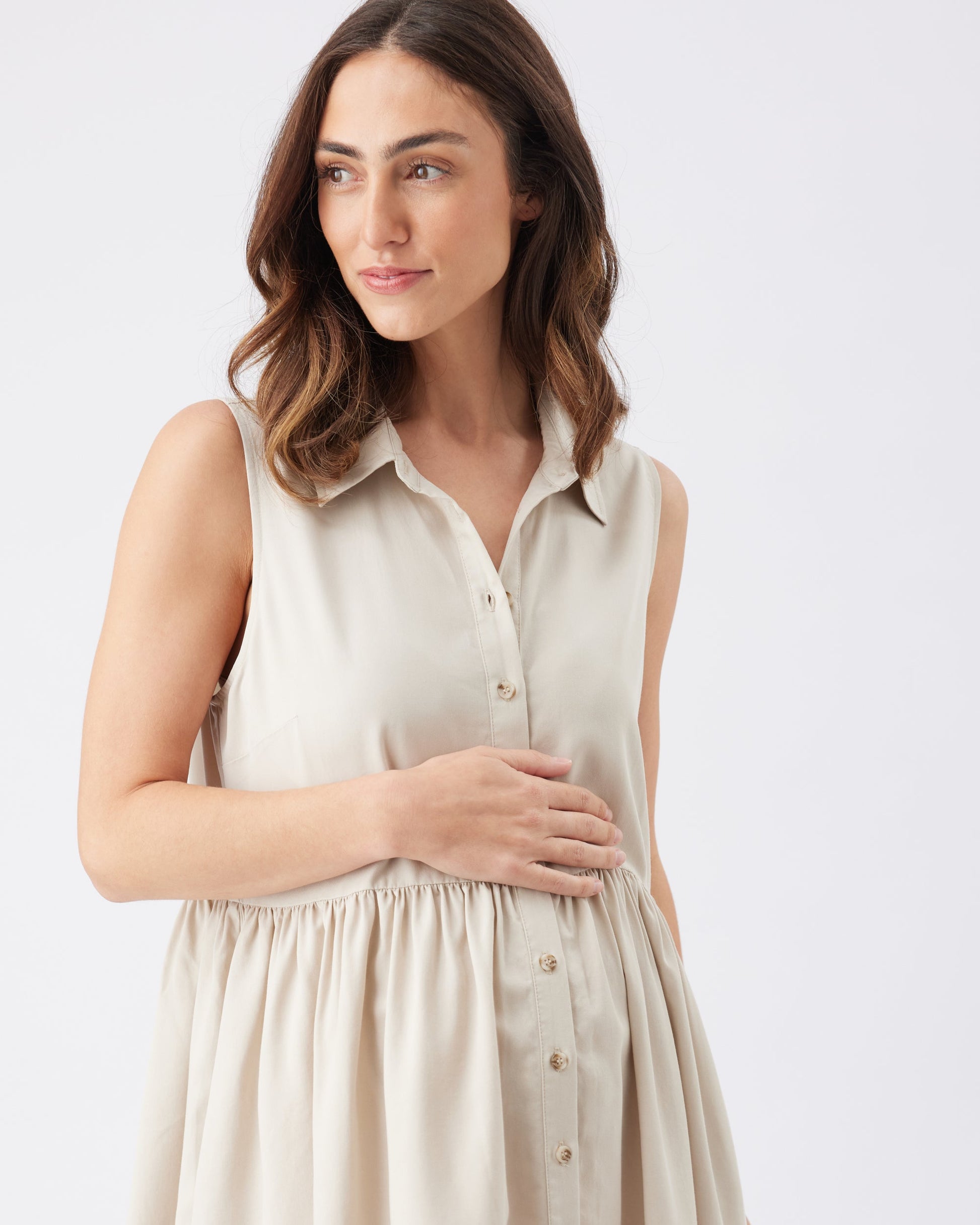 Ripe Maternity Chloe Tencel Dress in Sand