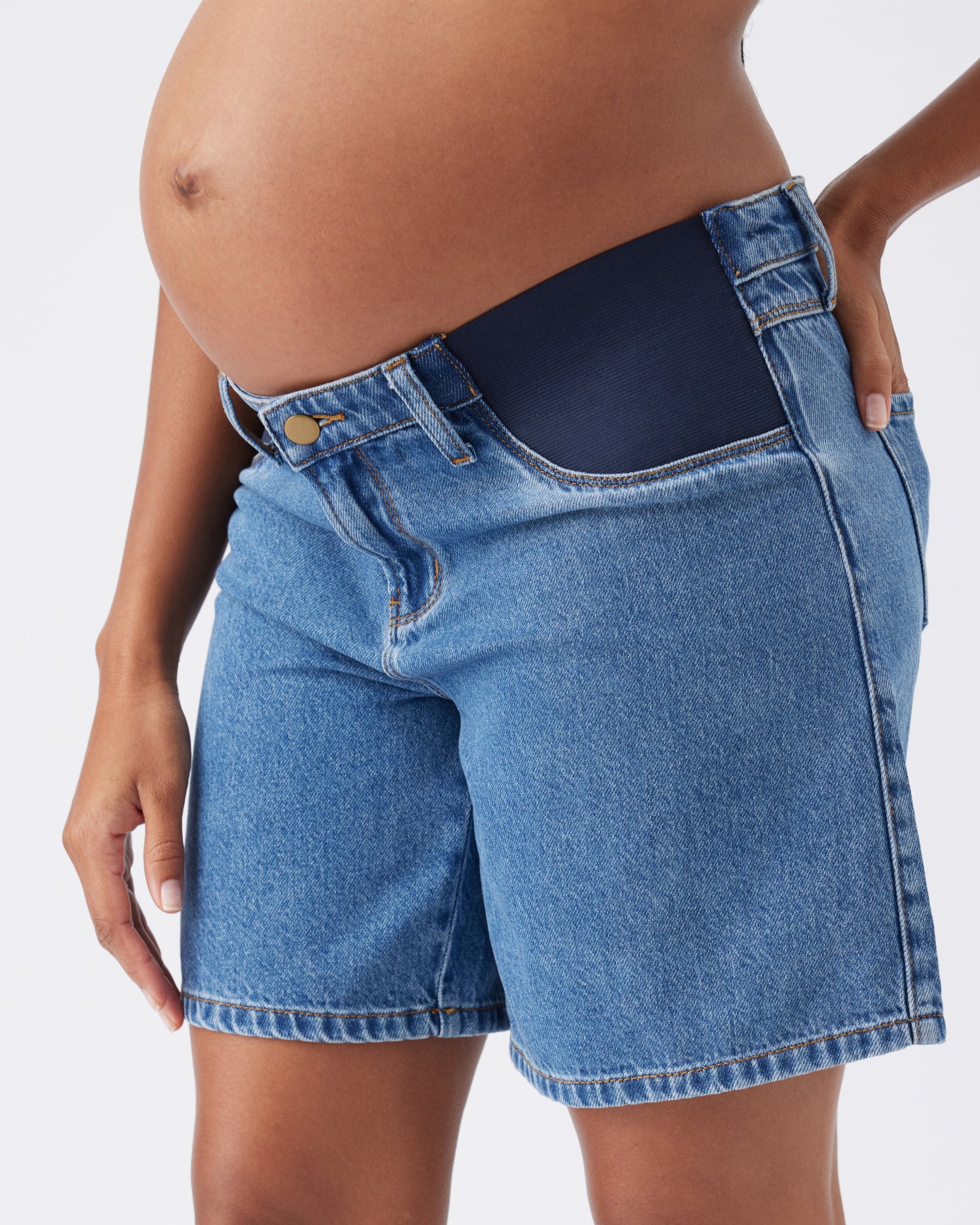 Ripe Maternity Dion Denim Short in Classic Wash