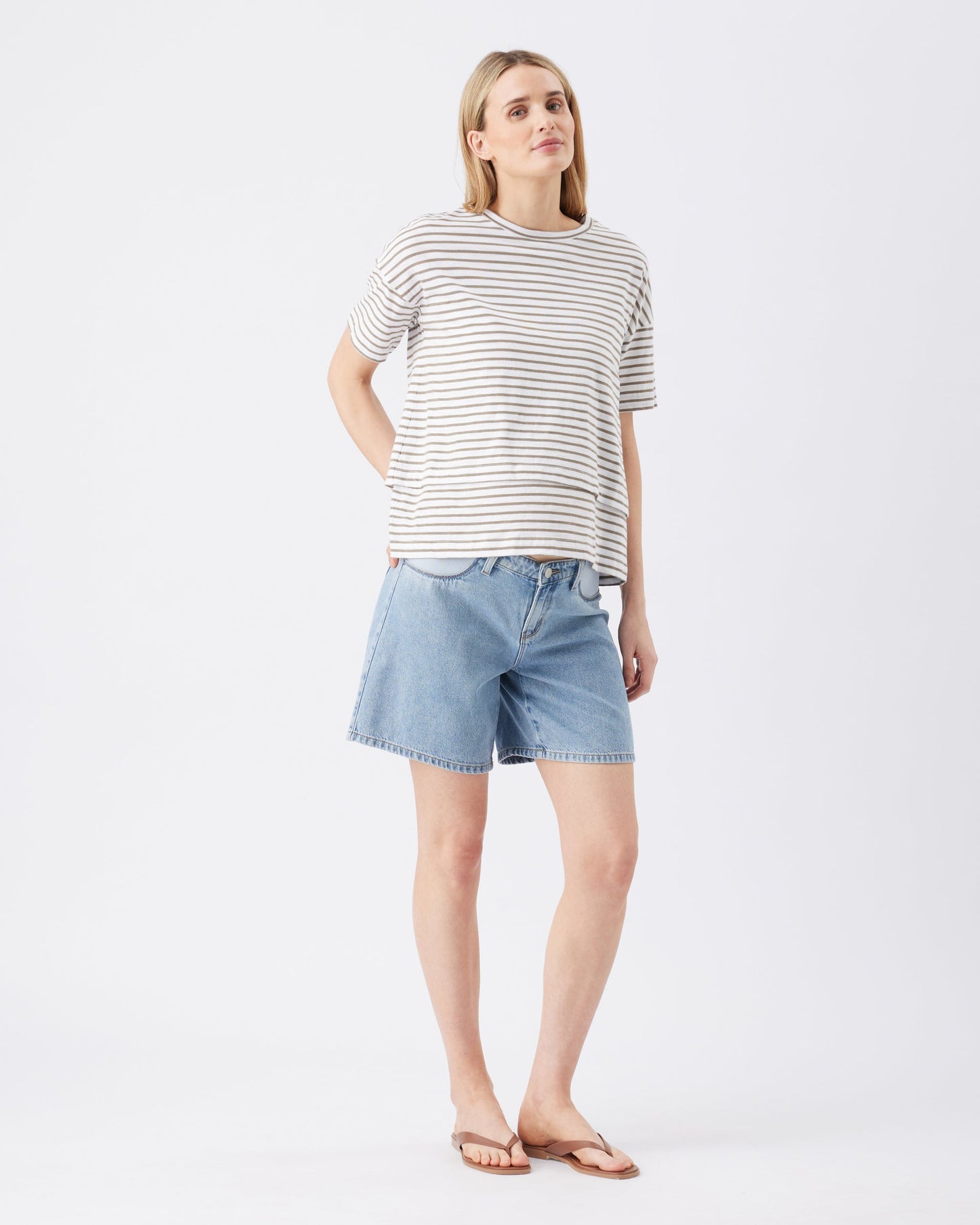 Ripe Maternity Dion Denim Short in True Fade