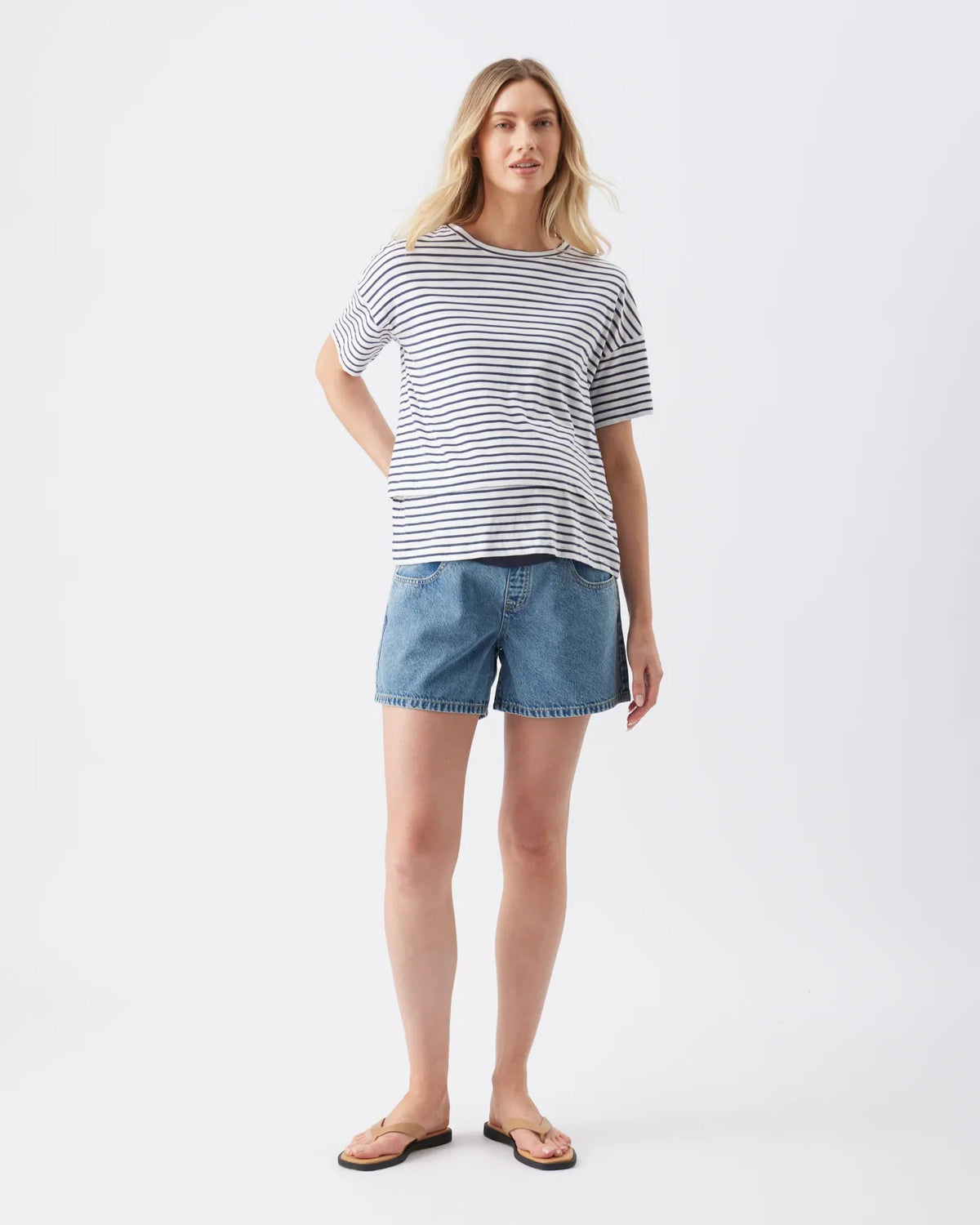 Ripe Maternity Claudette Nursing Tee in White and Ink