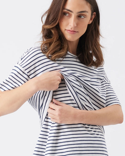 Ripe Maternity Claudette Nursing Tee in White and Ink