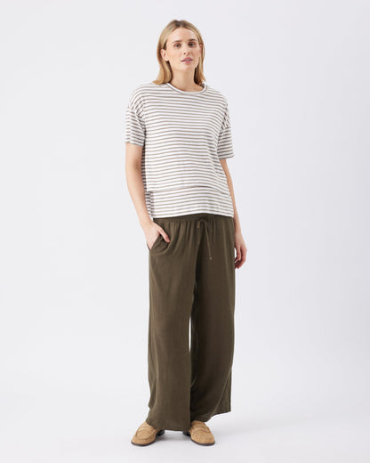 Ripe Maternity Claudette Nursing Tee in White and Olive