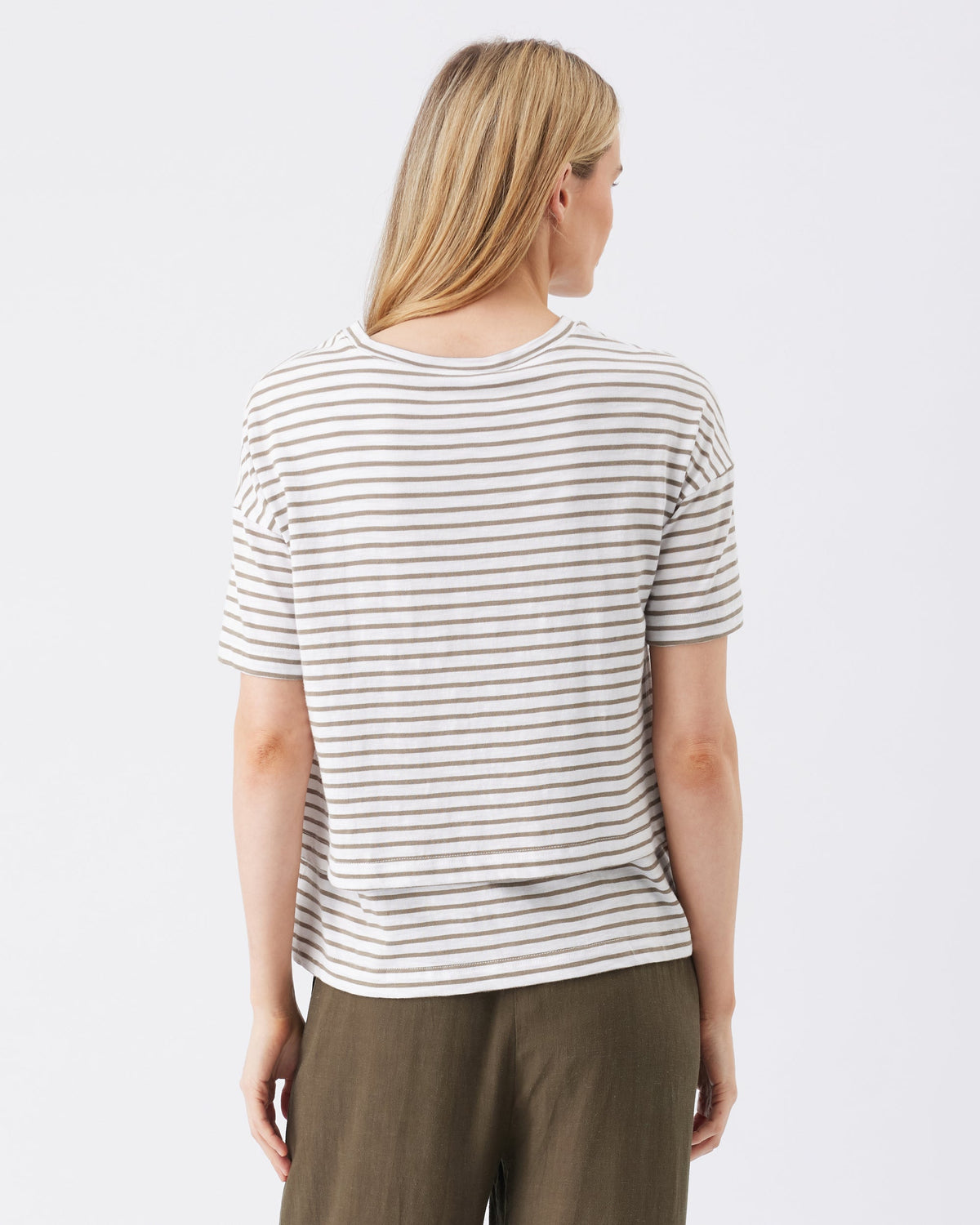 Ripe Maternity Claudette Nursing Tee in White and Olive